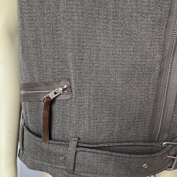 𝅺ALLSAINTS Italian Cloth Women’s Zulia Biker Moto Vest Brown Beige Size 6 - Picture 4 of 14